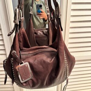 B. Makowsky Rich Brown Leather Shoulder Bag